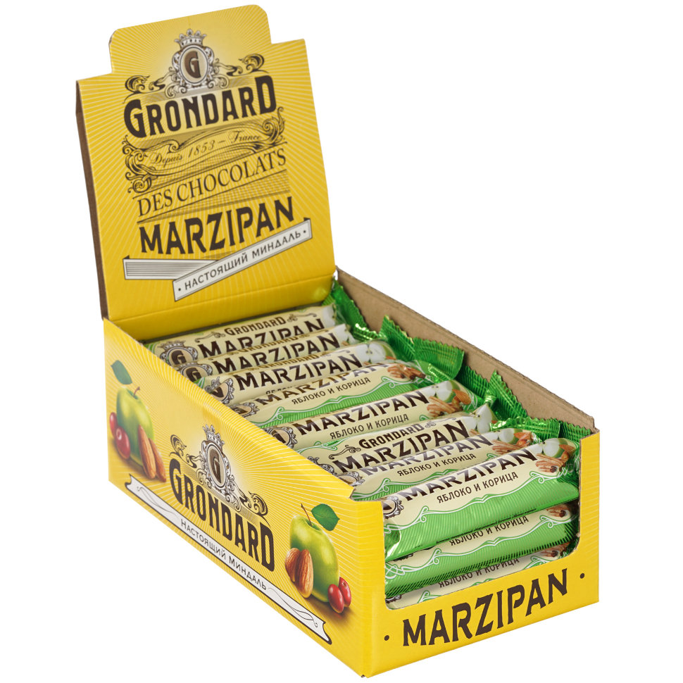  TM Grondard     (9388) Батончики глазированные Марципановые Яблоко-Корица, (24шт по 50г)     в Воскресенске